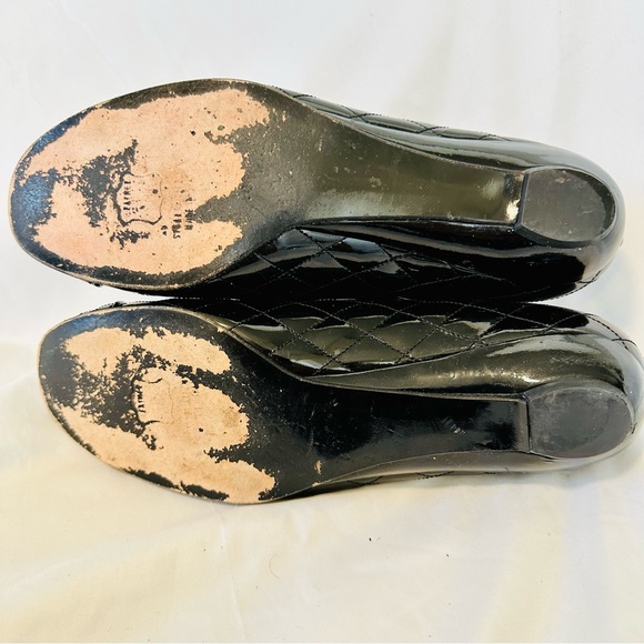 Stuart Weitzman bow quilted patent leather ballerina black flats Quilty - Picture 12 of 15